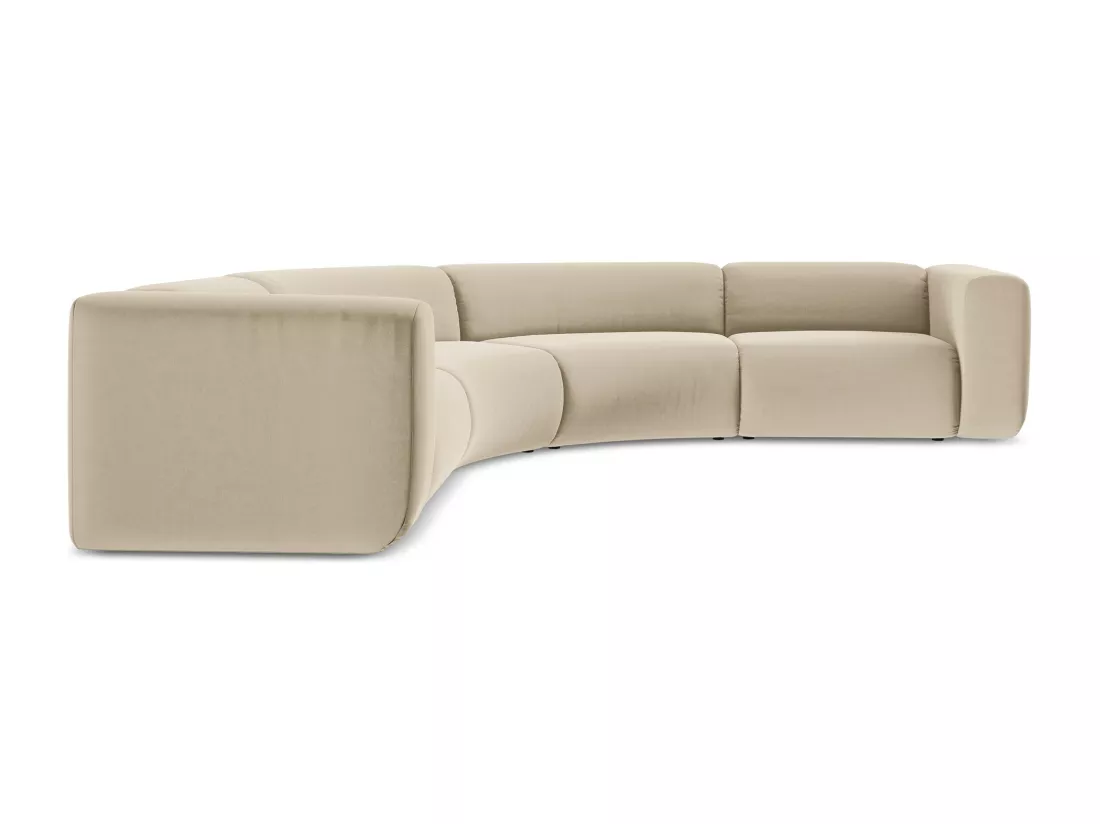 Canapé d'angle modulable en velours - beige clair - EKAHI