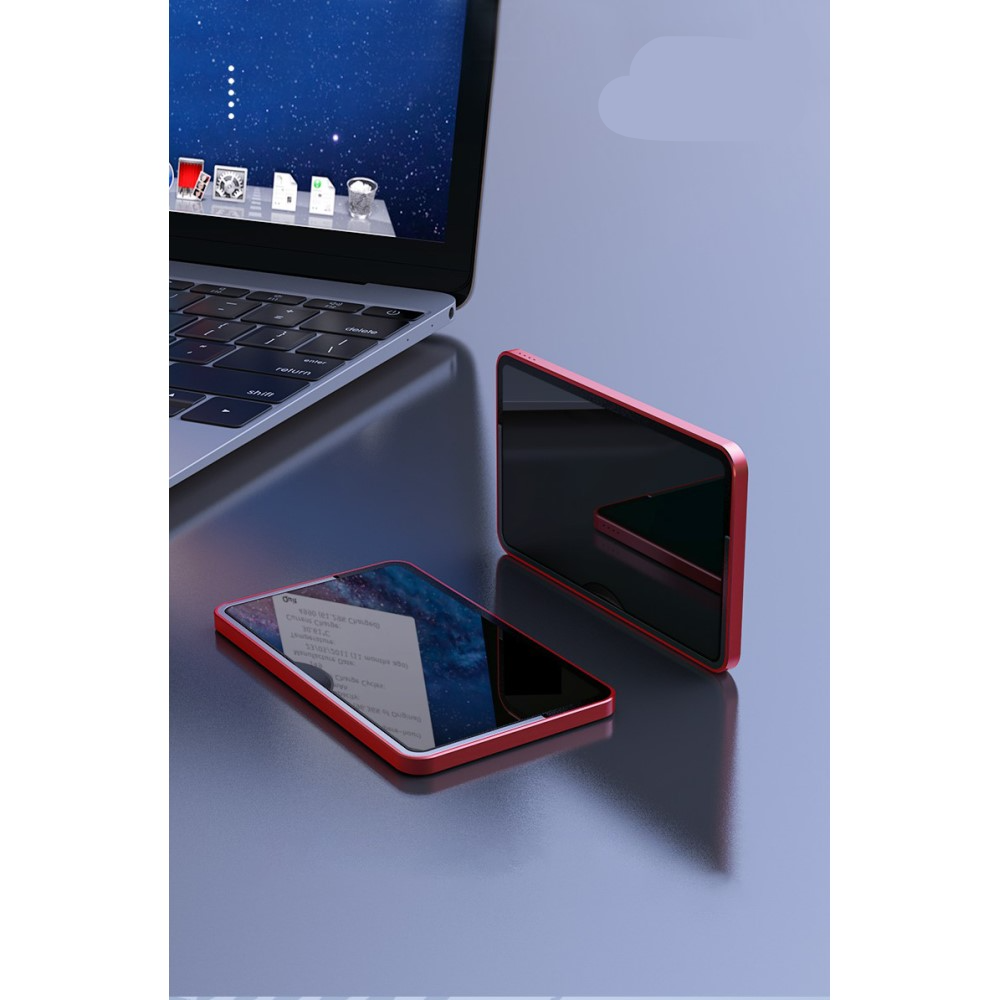 (15W) 5000mAh Magnetisches Qi Wireless MagSafe USB C Ladegerät Powerbank   Klappbarer Ständer - Rot / Schwarz