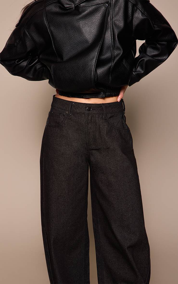 Raw Indigo Wash Jean Barrel Taille Basse Bleu Moyen
