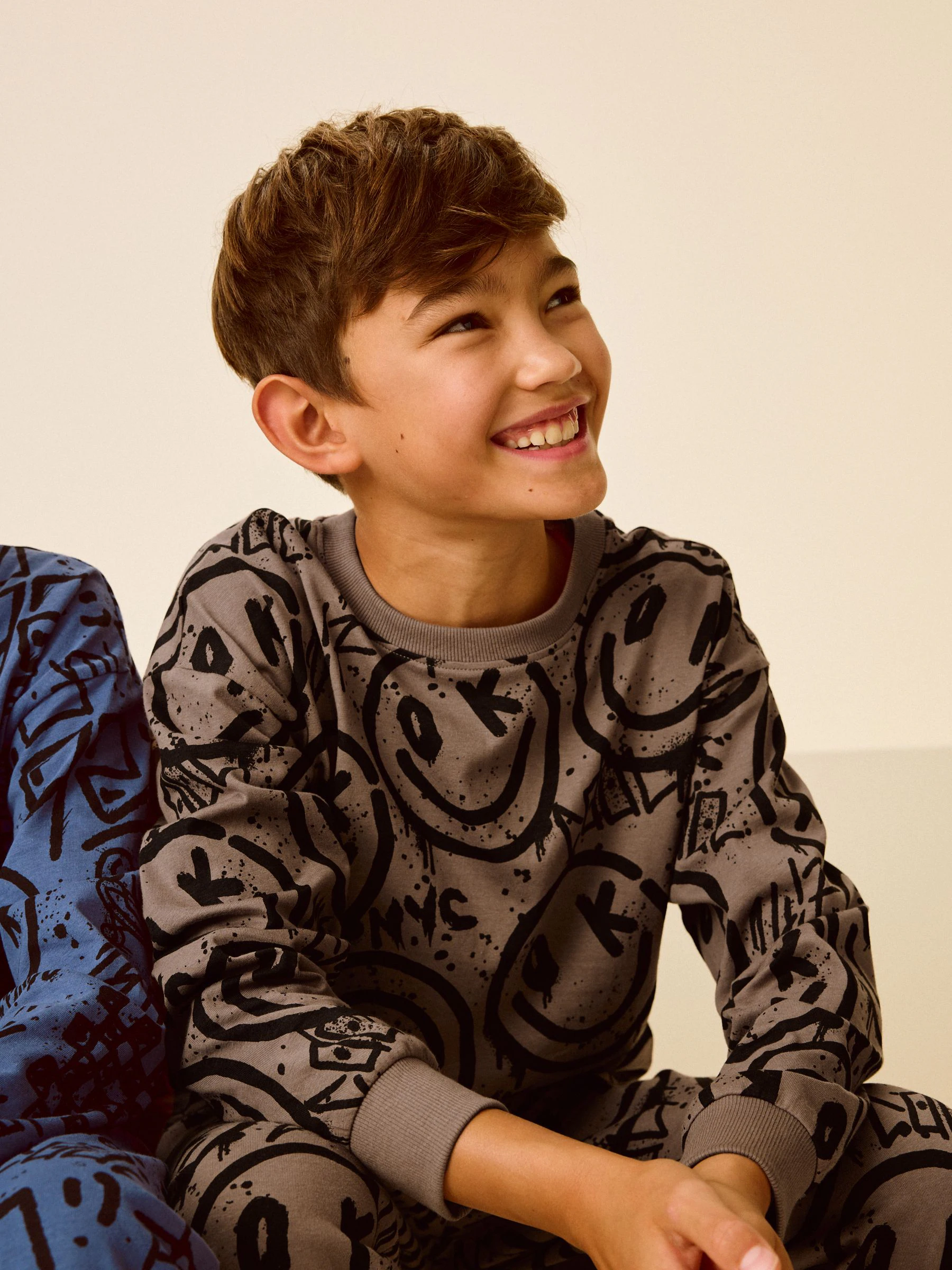 Blauw/Groen/Naturel personage - Verpakking van 3 pyjama's met lange mouwen (3-16 jr)