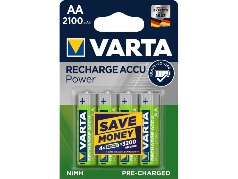 Varta Akku Power NiMH AA 2100 mAh, 4 Stück AA-Akku, 4er-Pack