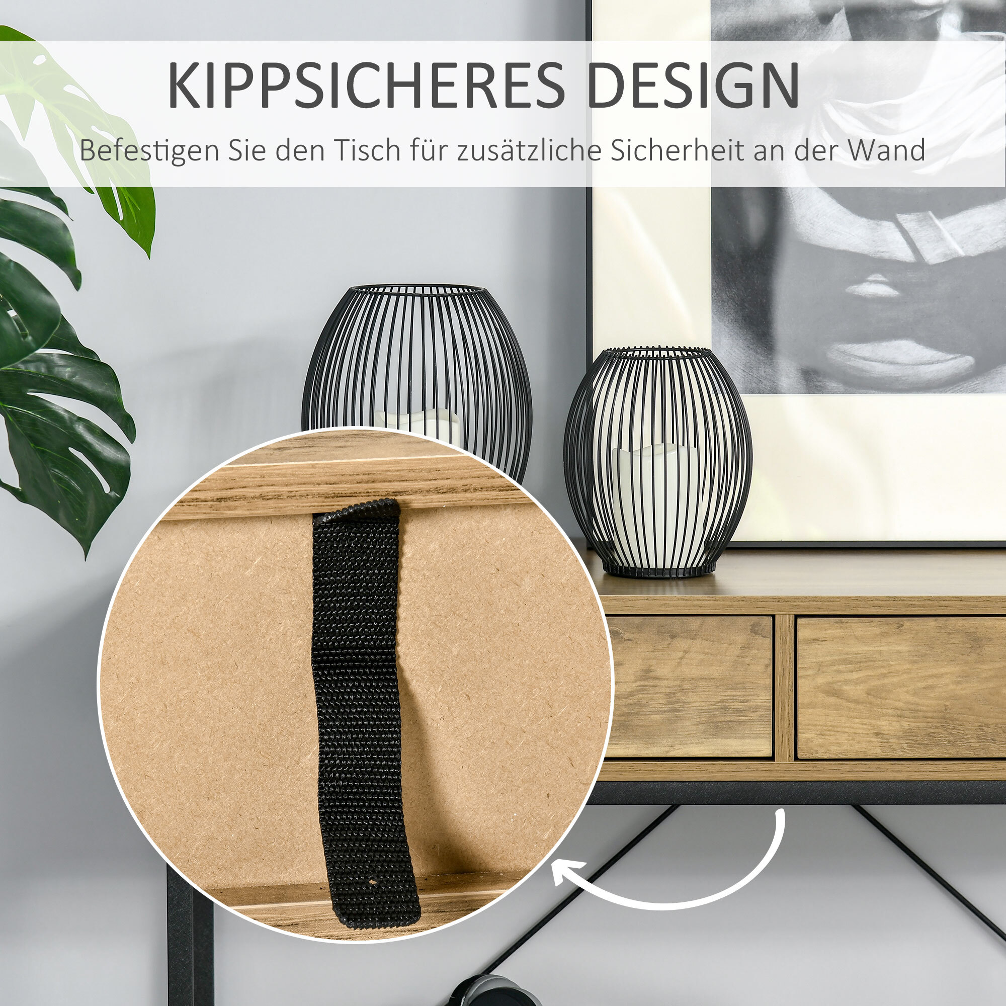 HOMCOM Konsolentisch mit 2 Schubladen natur 100L x 35B x 76,5H cm