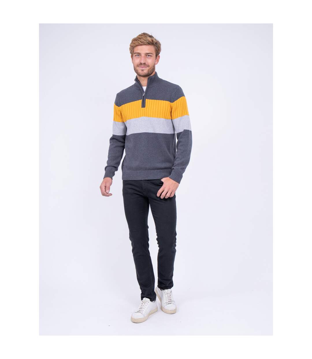 Pull col montant zippé pur coton LENAR
