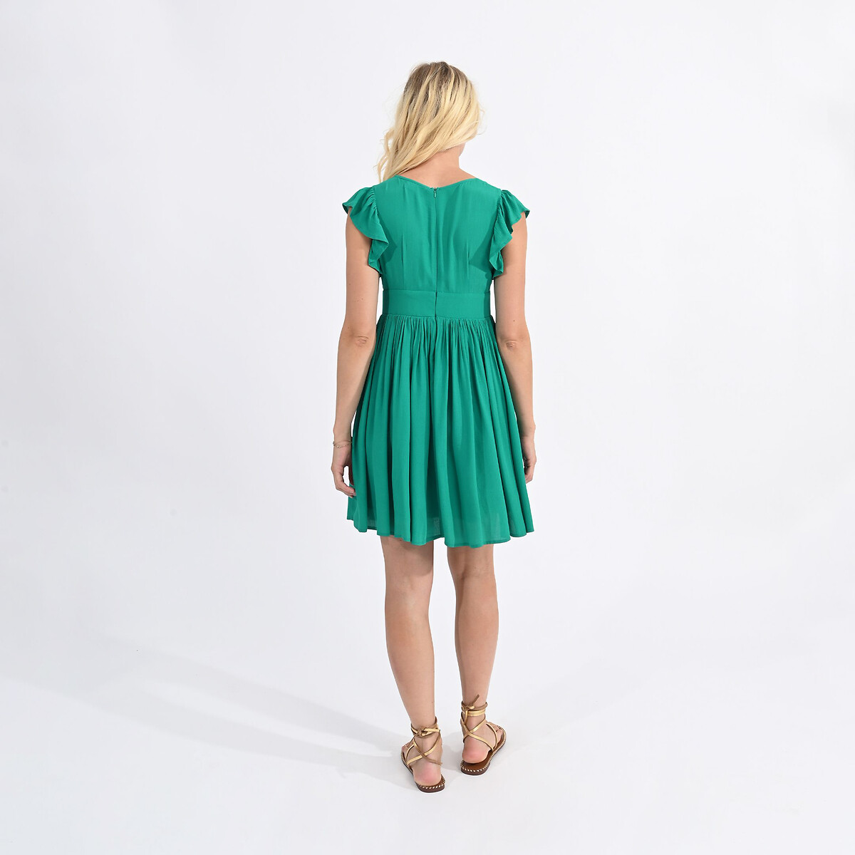 MOLLY BRACKEN<br>Vestido curto com decote em V e mangas com babados