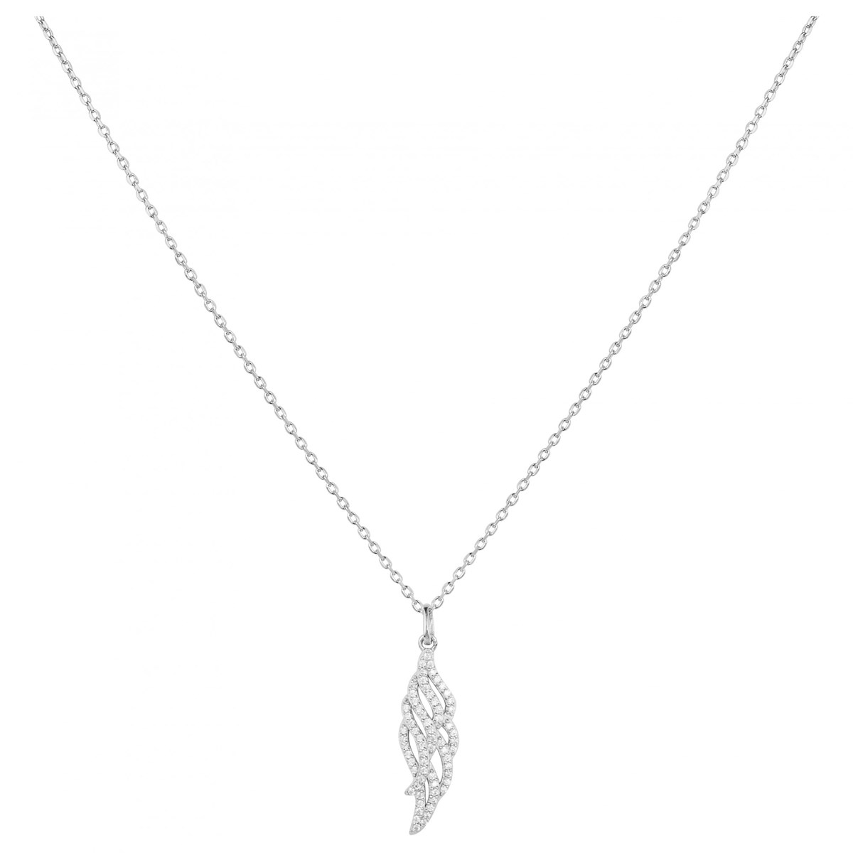 Collier mono-motif en Argent avec oxyde de zirconium blanc