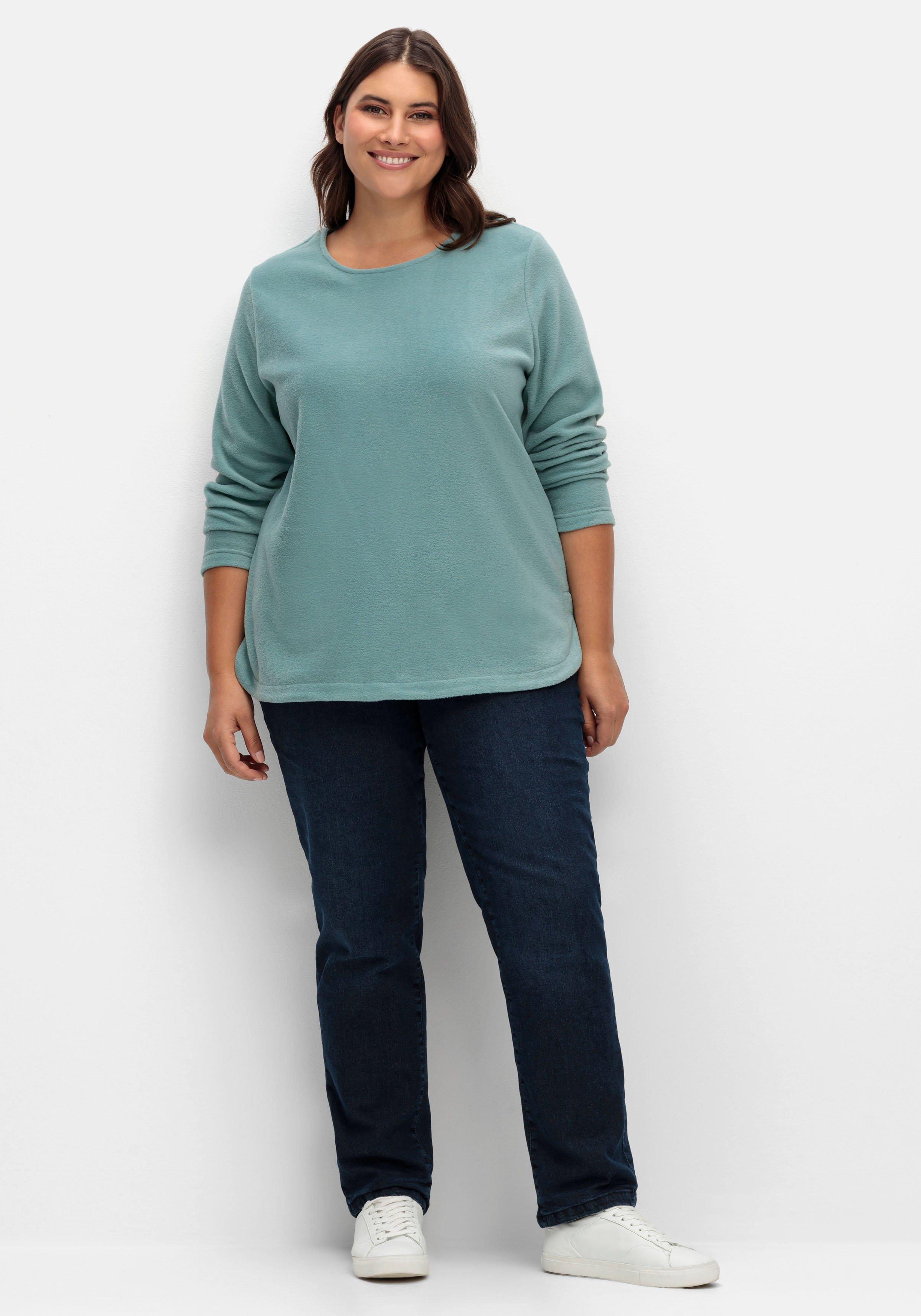 Fleeceshirt mit abgerundetem Saum