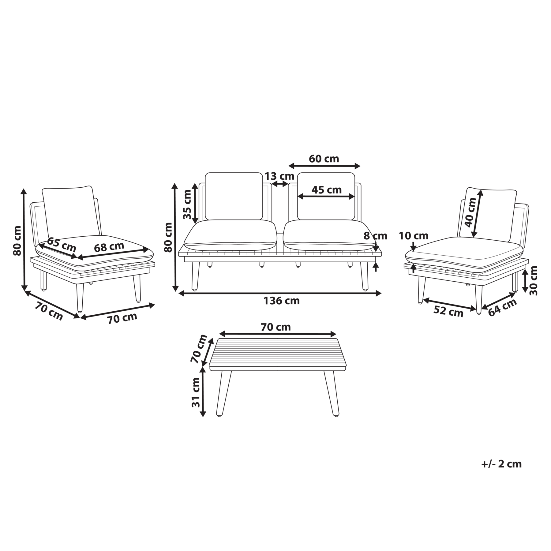 Beliani - ACCADIA - Loungeset - Lichtbeige - Acaciahout