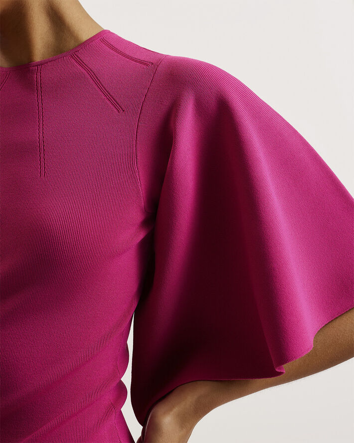 Ted Baker LOUNIA Fluted Sleeve Knitted Bodyco Bright pink