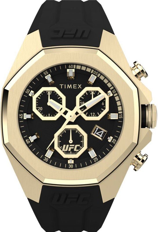 Timex - TW2W69800 - Chronograaf Horloge - Zwart - Siliconen Band - 45 mm