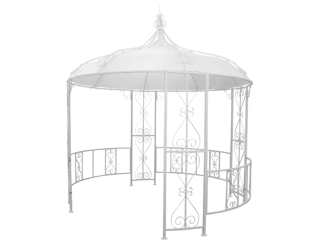 Kiosque de jardin en métal façon fer forgé D300 x H305 cm - Blanc - TILCARA