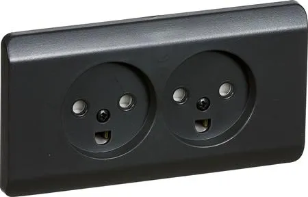 LAURITZ KNUDSEN Opus® 66 stikkontakt dobbelt 2 polet med jord, planforsinket koksgrå.