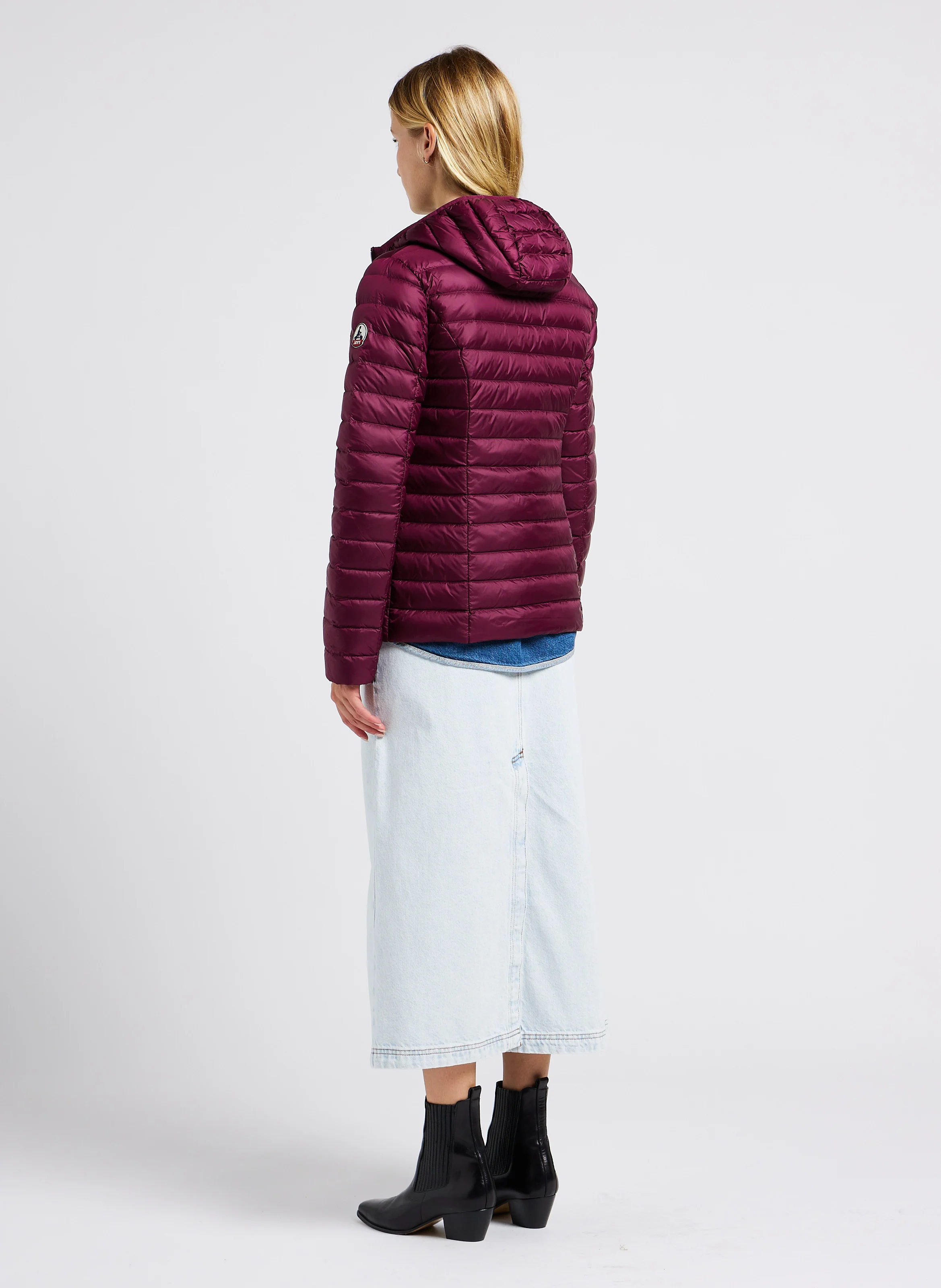 JOYBIRD - Jupe midi denim en coton | Blanc