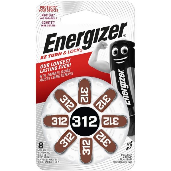 Energizer Pilhas Audífono Zinc Aire ZA312, Blister 8 Unidades - E301431801