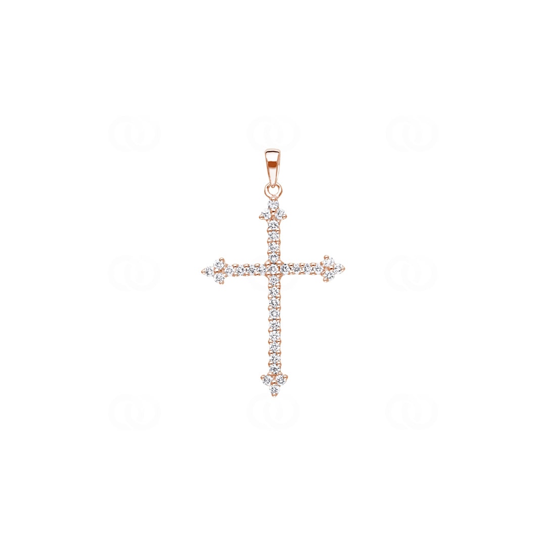 Kreuzanhänger 750/18 K Roségold mit Diamanten 0.26 ct H/si