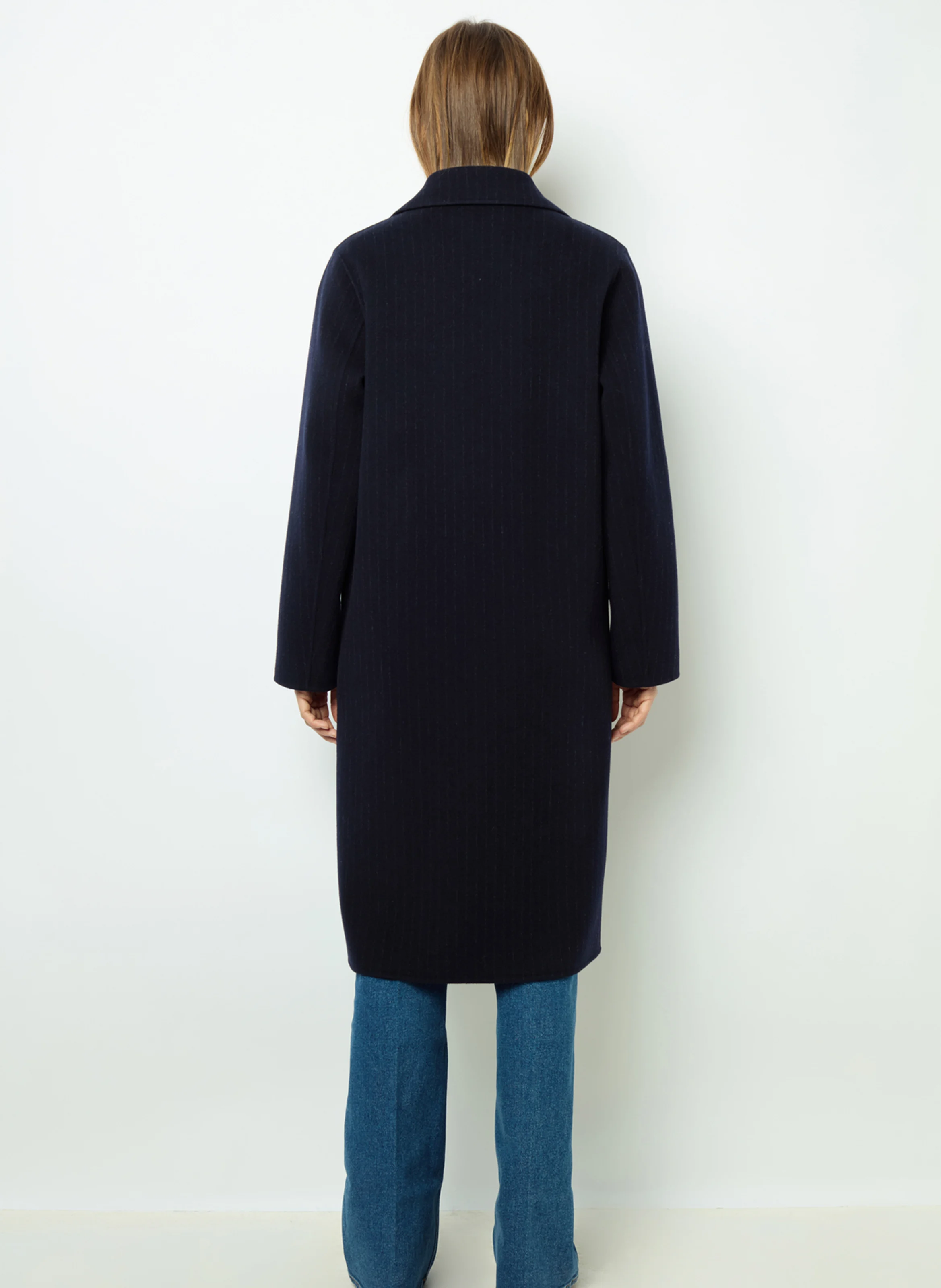 LASSIA - Manteau droit col tailleur en laine mélangée | Bleu
