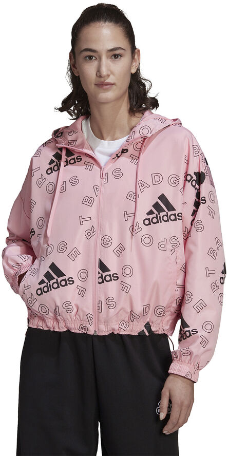 adidas Essentials Logo Allover Print vindjakke Pink