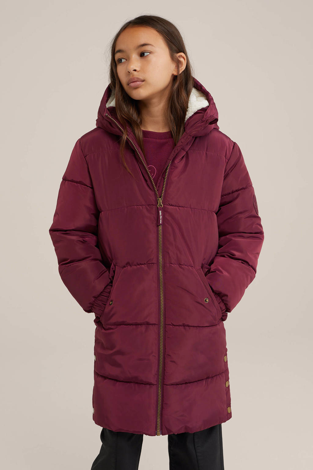 WE Fashion gewatteerde winterjas donkerrood