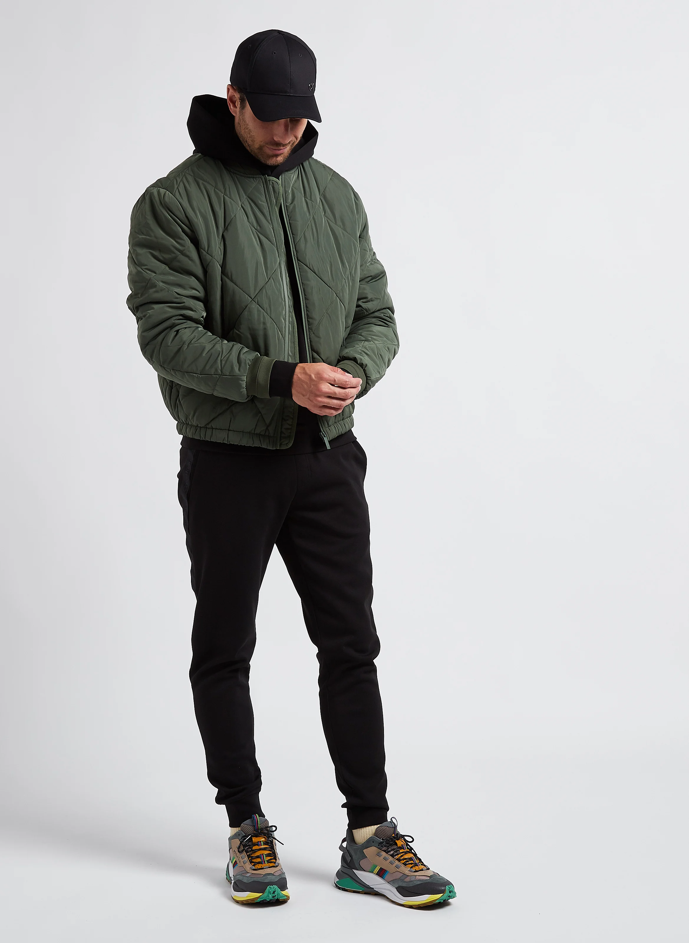 Veste col rond matelassée | Vert