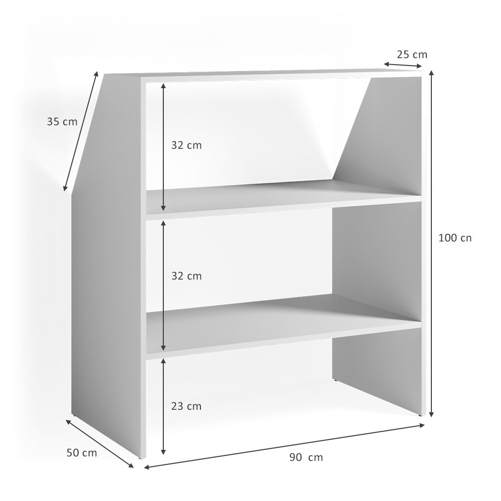 Vicco Dachschrägenregal Bücherregal Kinderregal Weiß Standregal Wandregal Regal