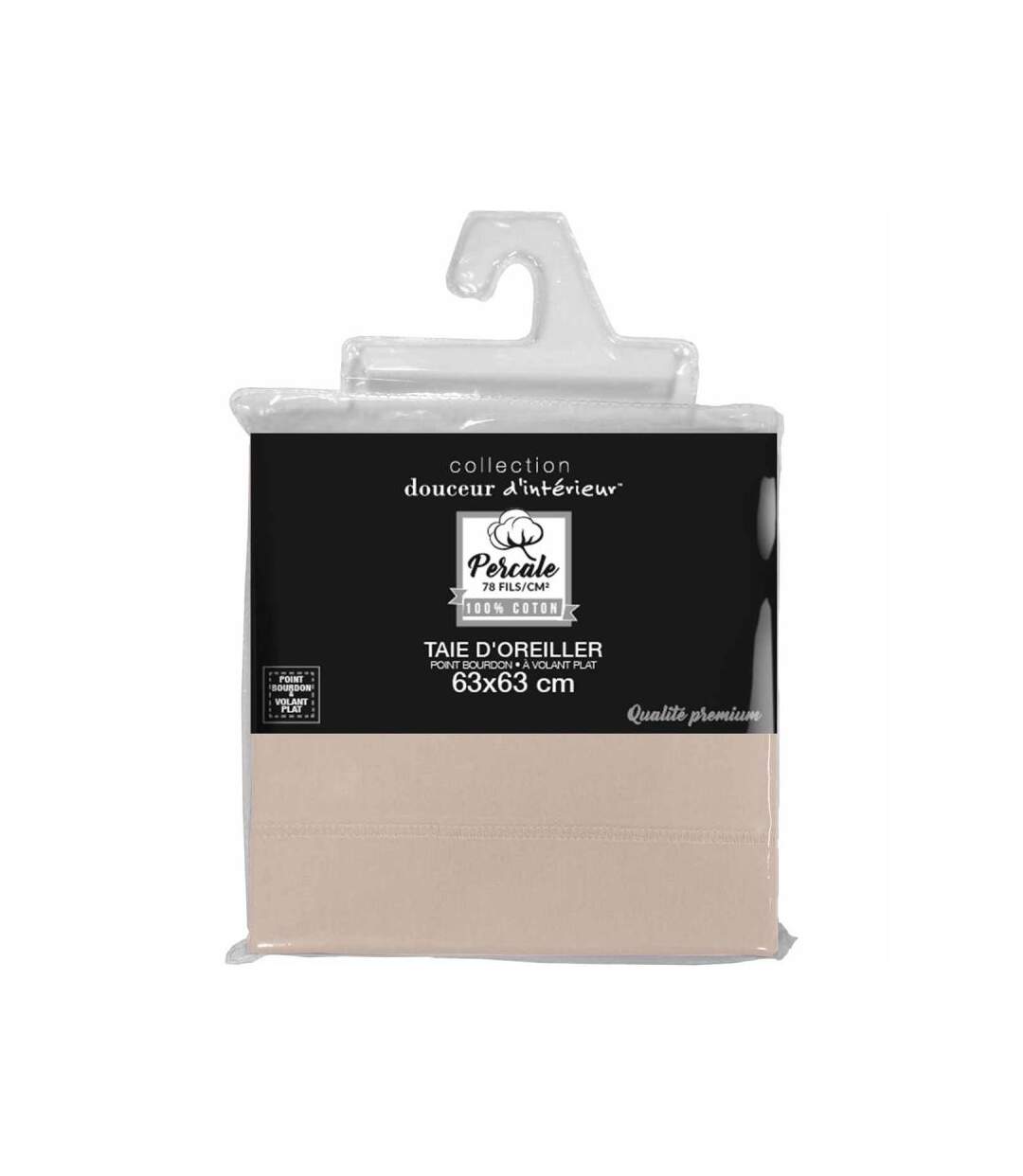 Taie d'Oreiller Percaline 63x63cm Naturel