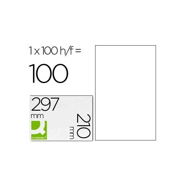 Q-Connect 100 Fls Etiquetas Adesivas 210x297cm - Caixa de 5 unidades