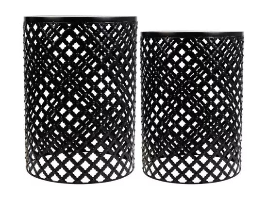 Ensemble de 2 supports en mosaïque et métal noirs