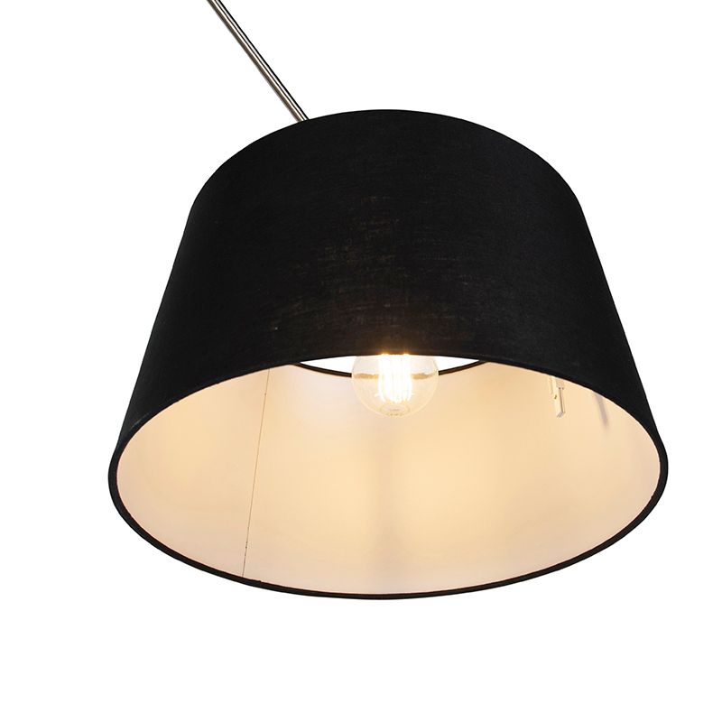 Hanglamp staal met linnen kap zwart 35 cm - Blitz