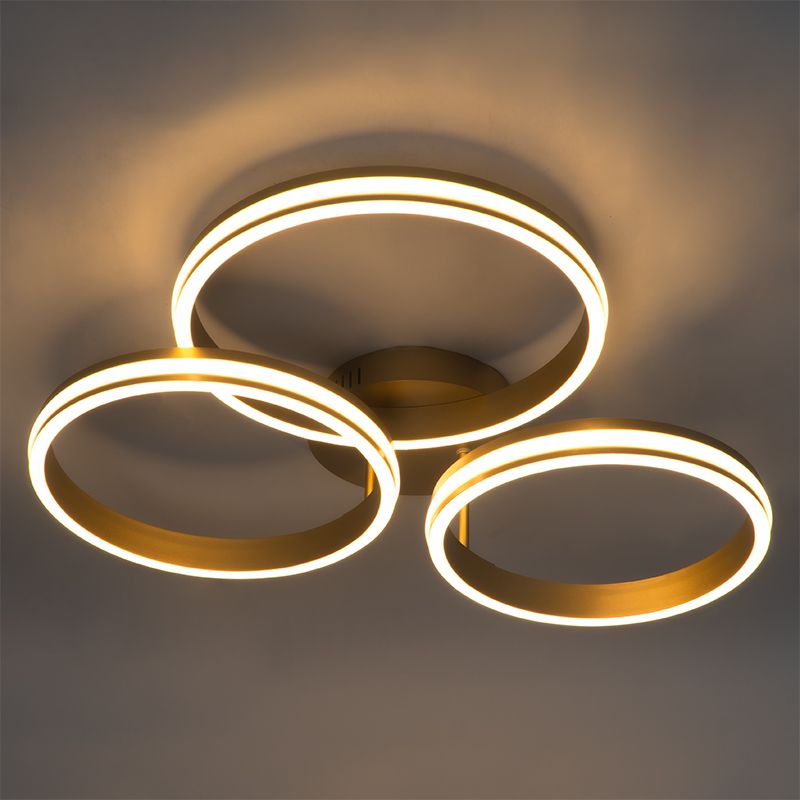 Plafondlamp messing incl. LED 3-staps dimbaar 3-lichts - Navara