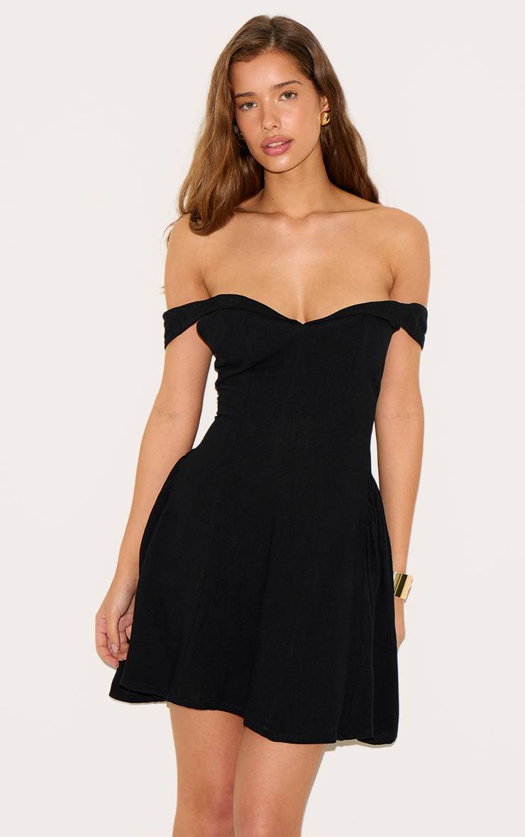 Noir Robe Droite À Épaules Dénudées