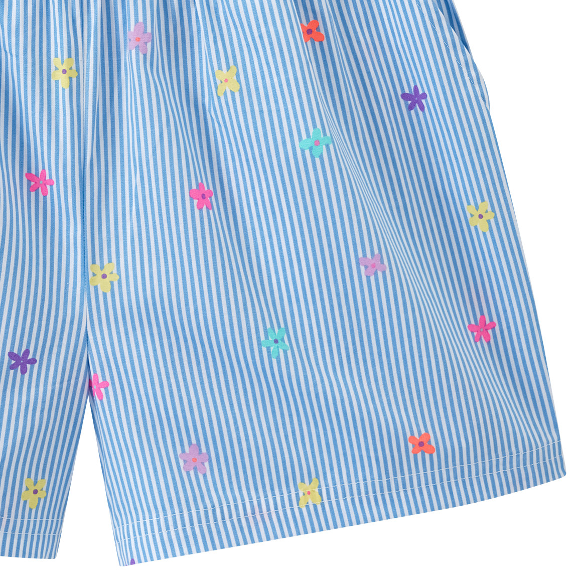 Mädchen Shorts mit Längsstreifen weiss / hellblau