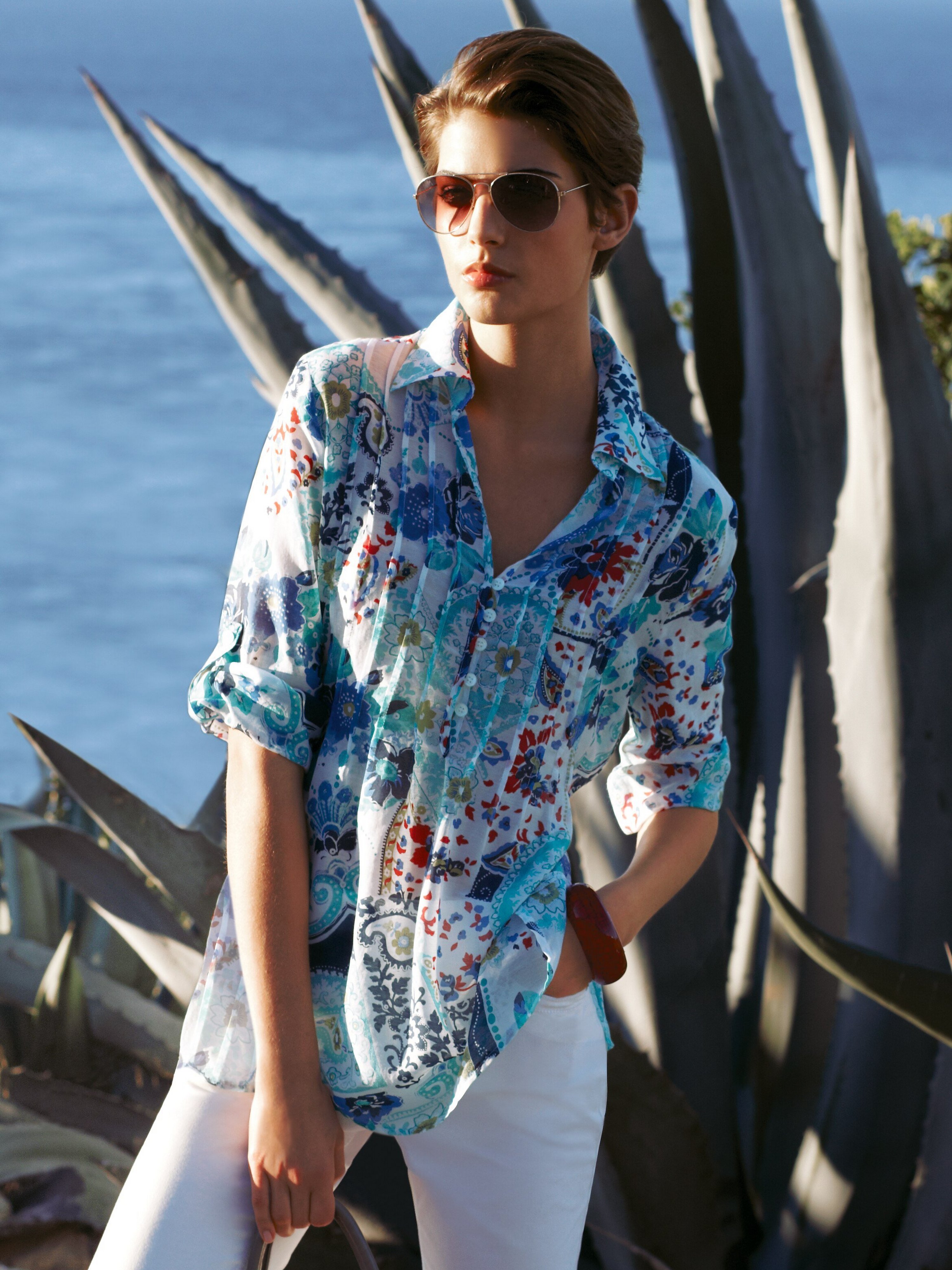 Tunika-Bluse mit 3/4 Arm