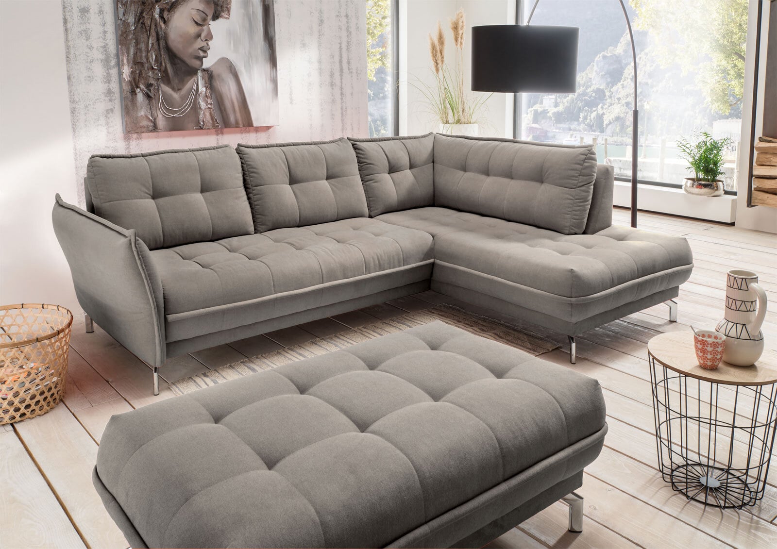 Rundecke Nanini Grau/Braun 283x194 cm