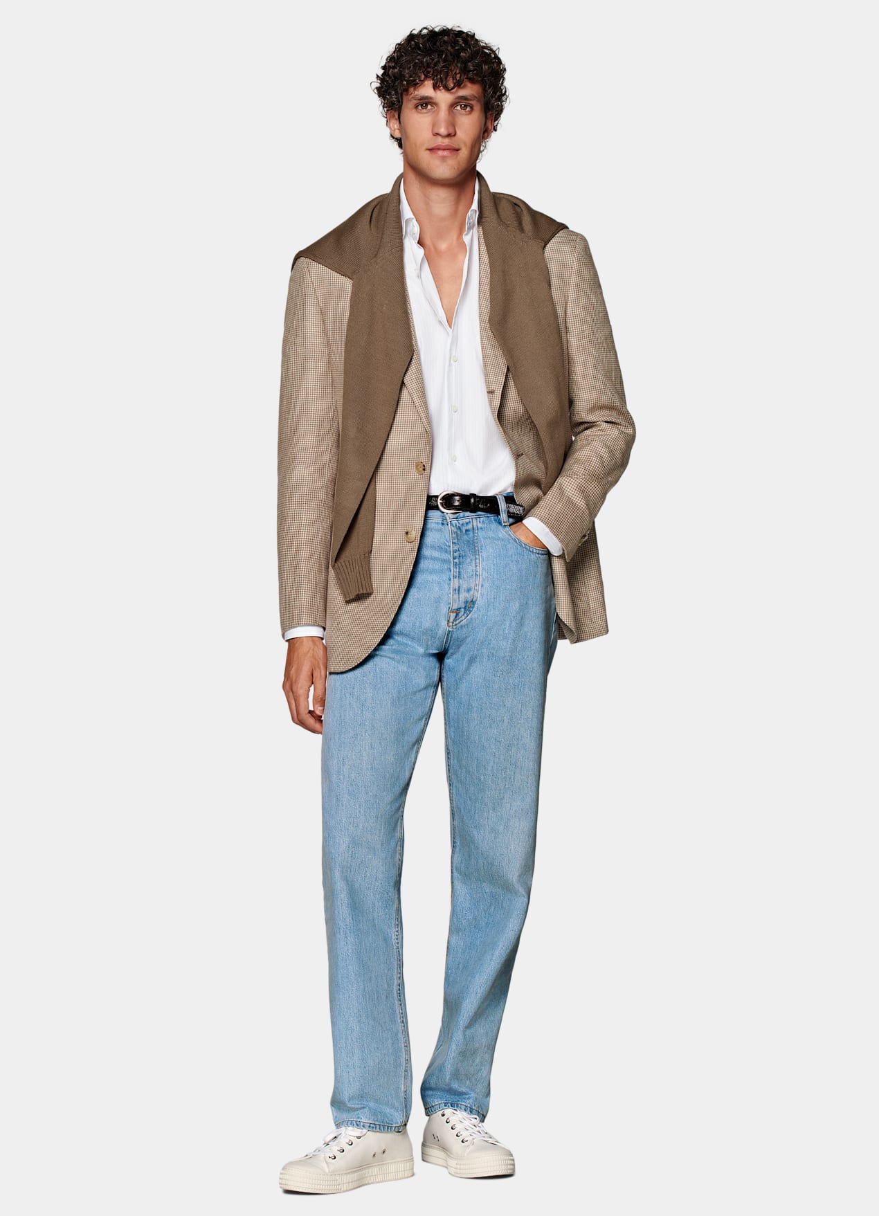 Blazer Roma coupe Relaxed marron moyen pied-de-poule