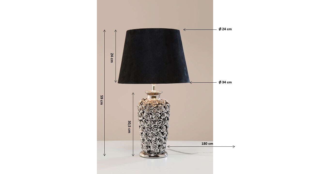 KARE DESIGN Retrofit Tischlampe ROSE MULTI schwarz /silberfarbig