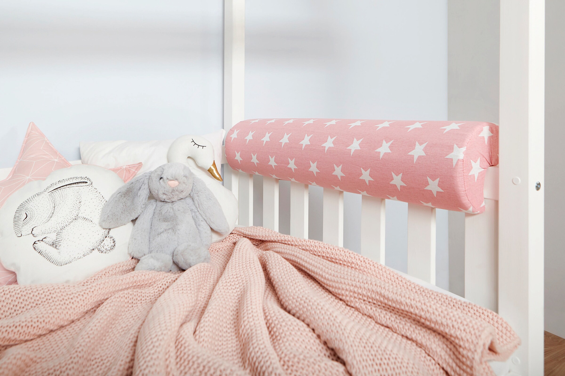 Ticaa Kinder Nackenrolle für Hochbett mit Farbauswahl Stern rosa