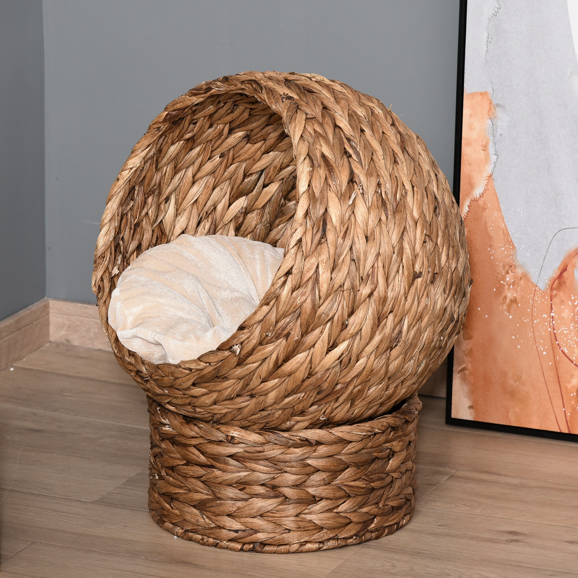 PawHut Katzenhaus aus Rattangeflecht 50 x 42 x 60 cm (BxTxH)