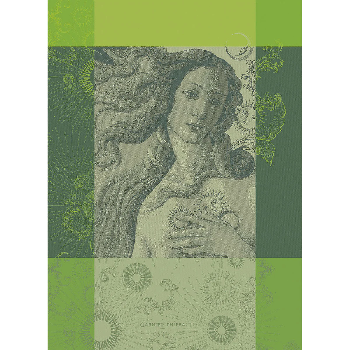 Torchon pur coton vert 56x77 Garnier Thiebaut