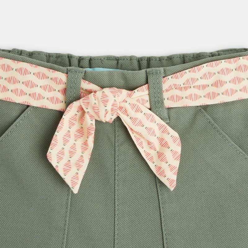 Short saharien à ceinture contrastée vert bébé fille Vert