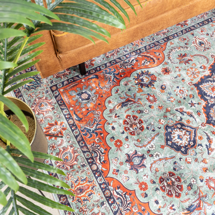 Vintage vloerkleed - Imagine Medaillon Groen | Rijk