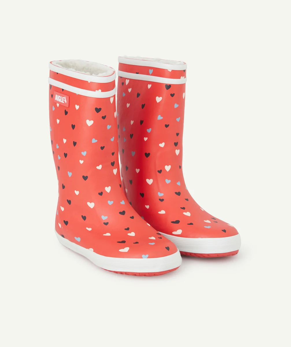AIGLEBOTTES EN CAOUTCHOUC ROUGE AVEC COEURS LOLLYPOP 2