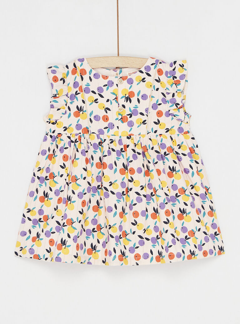 Robe manches courtes imprimée rose pale pour bébé fille