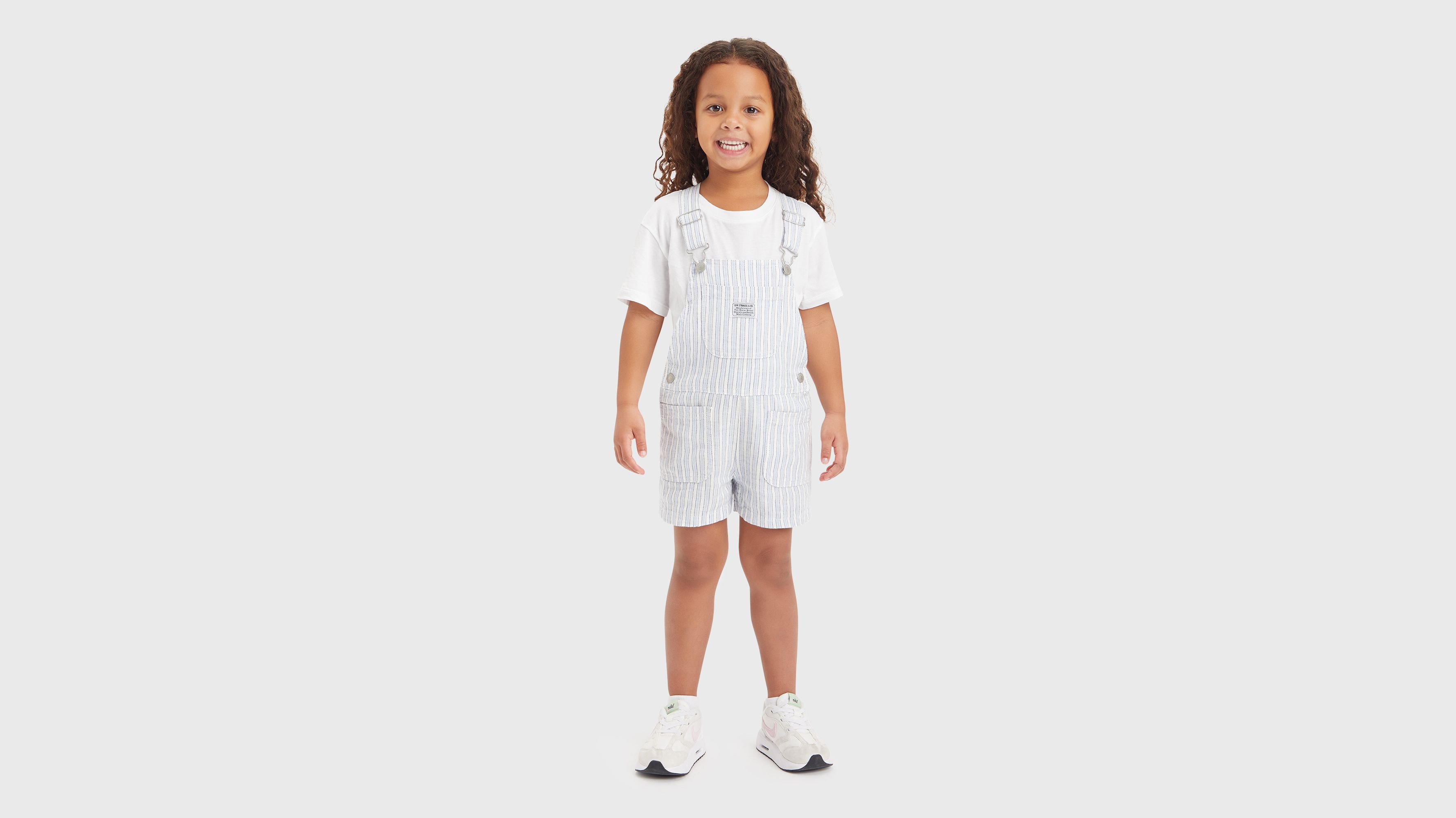 Enfant salopette short utilitaire à rayures - Sugar Swizzle - Blanc
