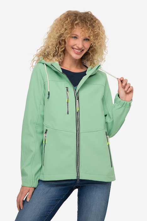 Softshell-Jacke, wasserabweisend, Fleece-Innenseite, Kapuze, 2-Wege-Zipper, fällt kleiner aus