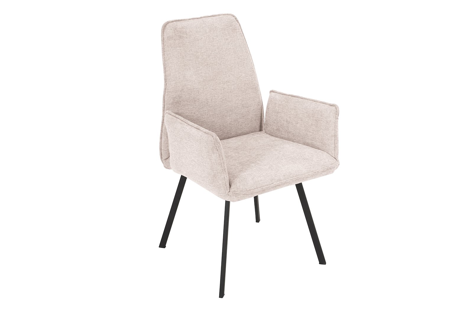Amico spisestol Med arm med glidefunksjon. Tekstil Brego 3590 Beige med sorte metall ben DL03K5