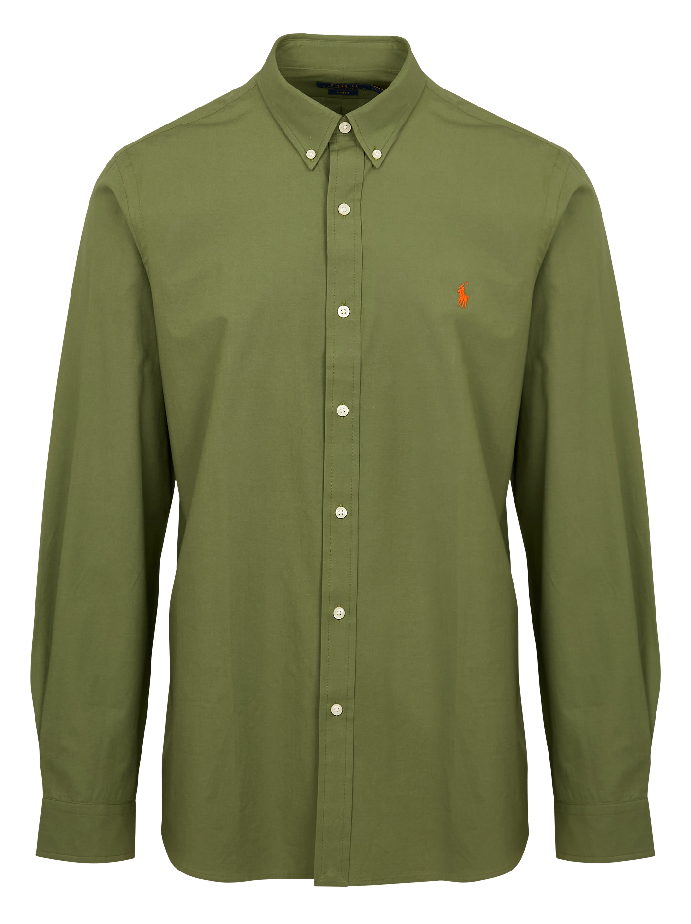Chemise col américain en coton mélangé | Vert