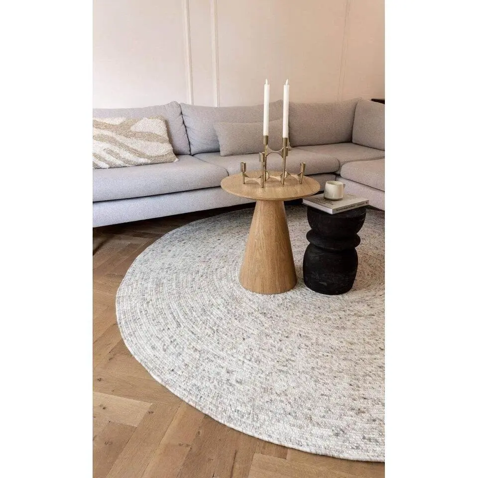 Interieur05 rond vloerkleed Gapo beige/wit - 220 x 220 cm
