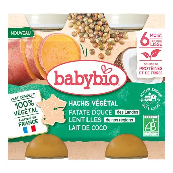 Carne Moída Orgânica Babybio de Batata-Doce, Lentilha e Leite de Coco 400g