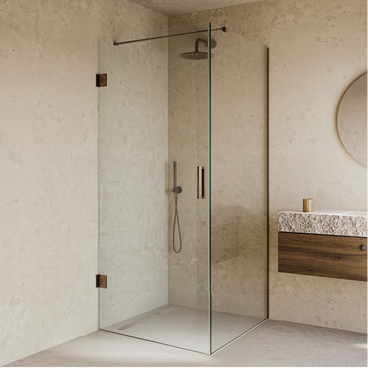Saniclear Modern Antique douchecabine 120x70 met 70cm deur verouderd messing