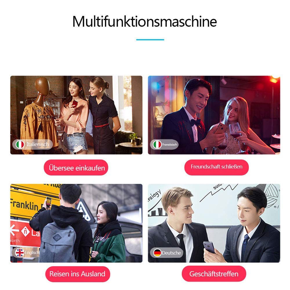 Smart Translator Bluetooth Sprachübersetzer Reise Dolmetscher 41 Sprachen iOS/Android (zum Lernen/Arbeiten)