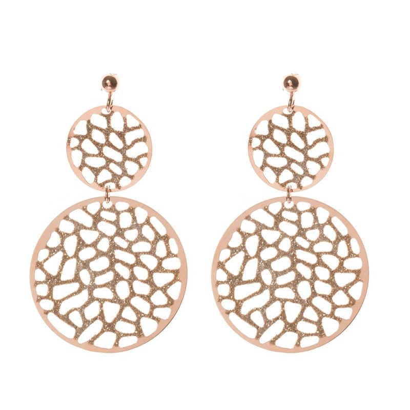 Boucles D'oreilles Argent Dentelle Rose